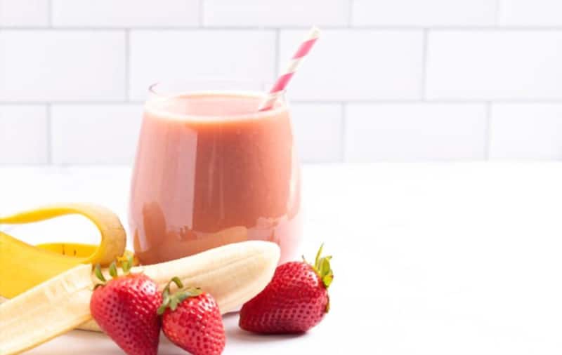 Licuado de banana con frutilla